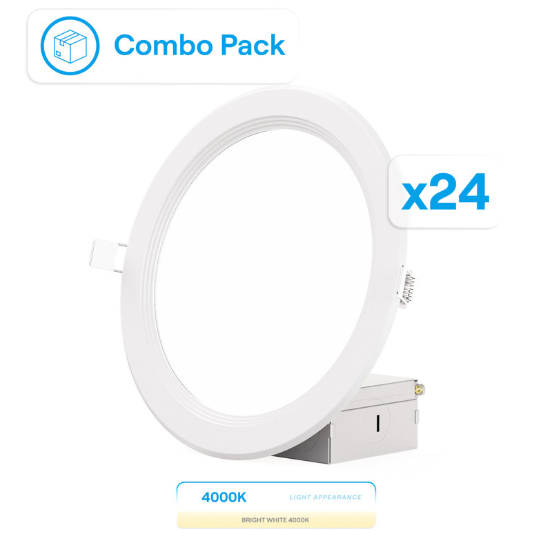 Ensemble de plafonniers encastrés à DEL de 6 po Infibrite Thin, 6 pouces, Blanc, 4 000 K