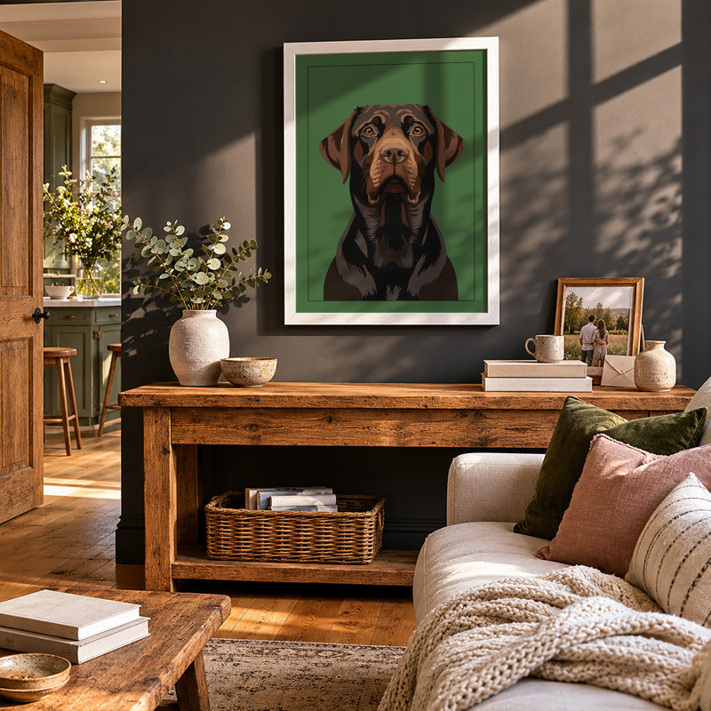 Labrador Retriever Portrait Modern - Framed Print, A2 - 59.4 x 42.0 cm, White