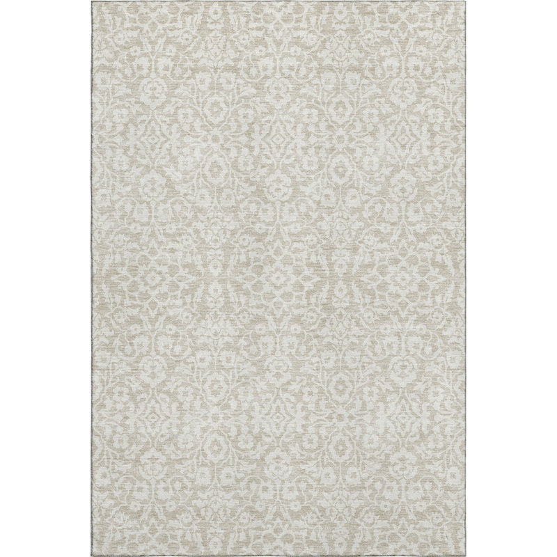 Premium Machine Washable Prisco Beige Rug, Rectangle 9' x 12'