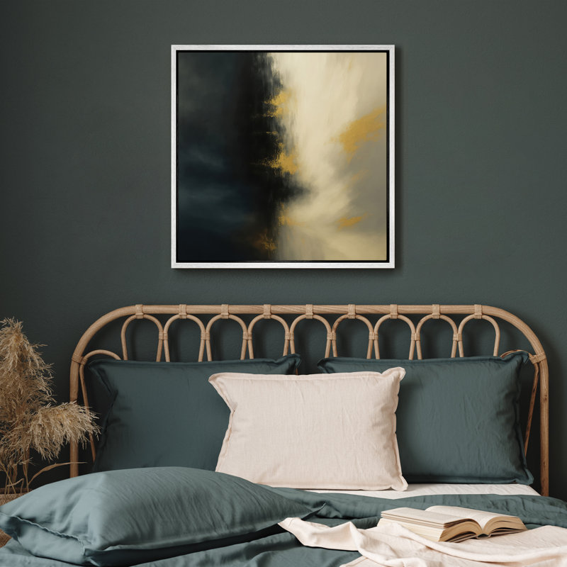 Art mural encadré, impression de lumière abstraite noire pour chambre à coucher - 24 po x 24 po, H 24 po x l 24 po, Blanc