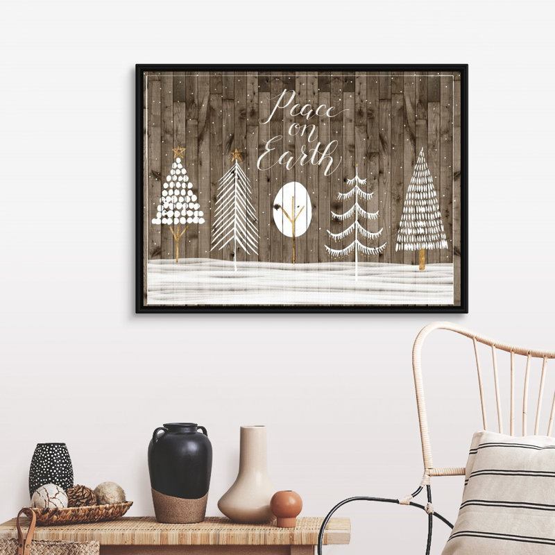 Reproduction d’art textuel sur toile, "White Christmas collection A" par Grace Popp, 32" H x 42" W x 1.75" D, Cadre noir