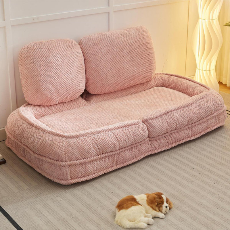 Lit pour chien humain, canapé paresseux, 5 positions réglables, asseoir, dormir, plier, costume à mettre dans la chambre à coucher, salon, conception peu encombrante, rose