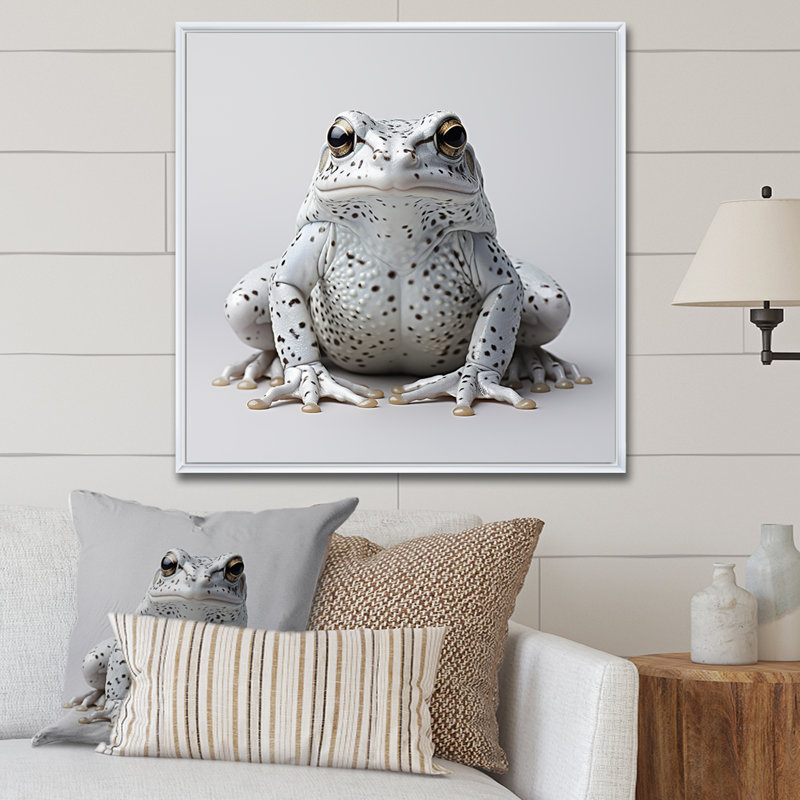 Harmonie grenouille noire et blanche - imprimé, Cadre flottant blanc, H 24 po x l 24 po x P 1 po