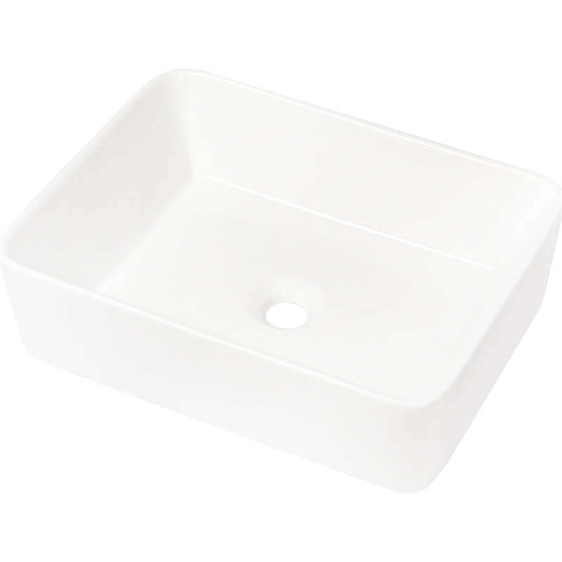Ceramic 19"x15" Bathroom Sink - Elegant And Robust With Low Water Absorption Smooth Texture White Contemporary Style Easy Clean