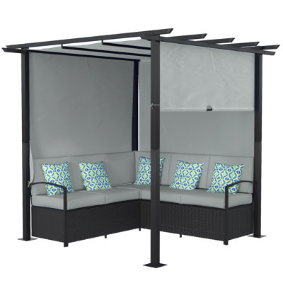 90.6'' Polyethylene (PE) Wicker Outdoor Patio Sectional Set