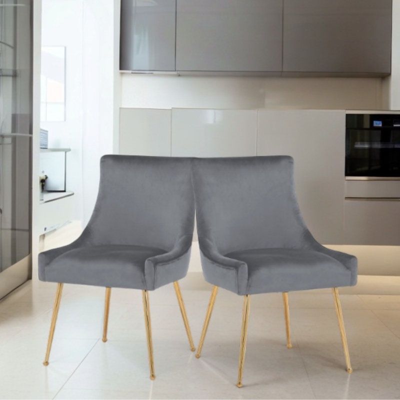 Chaise en velours Sheny, Velours gris foncé