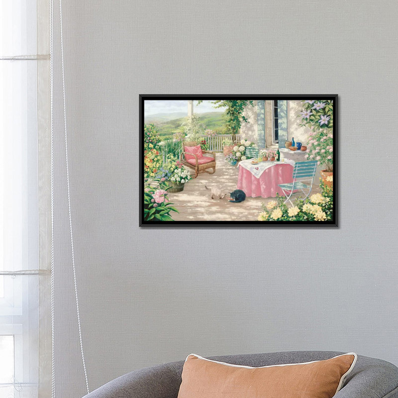 «Brunch», reproduction sur toile, H 18 po x l 26 po x P 1,5 po, Toile avec cadre noir, Pas de tapis
