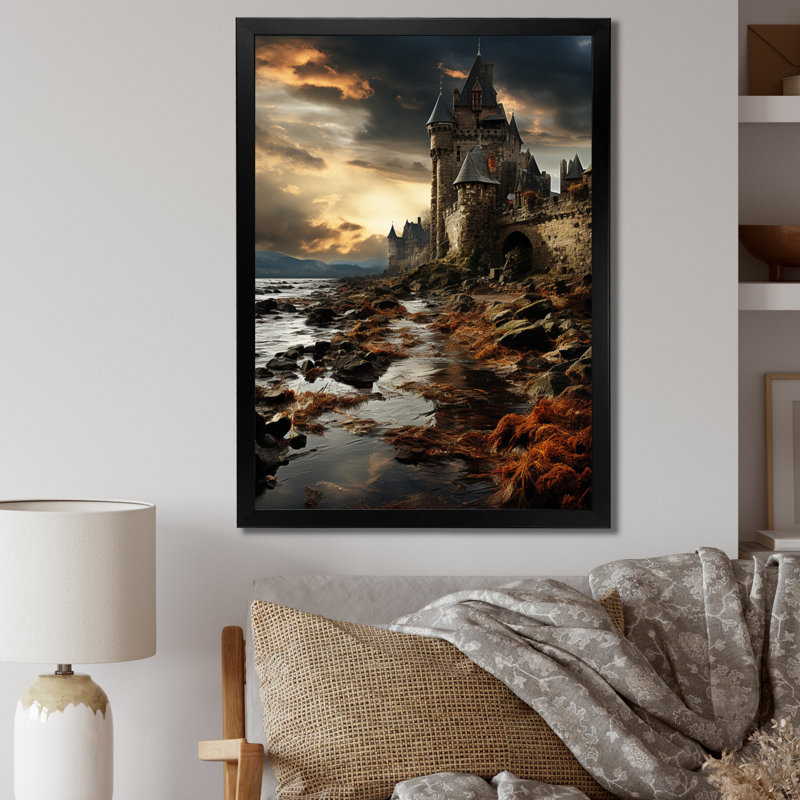 Mettler Castles Stormy Drama Intense sur toile, Cadre photo noir, H 20 po x l 12 po x P 1 po
