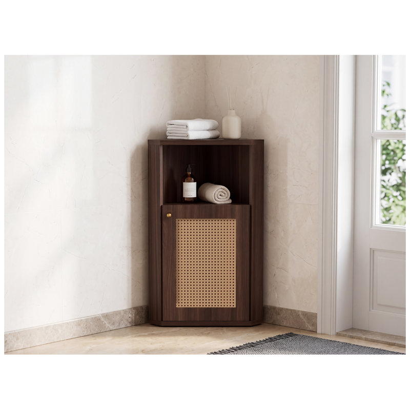 Armoire de rangement de coin OMCHOM Farmhouse, Noyer
