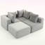 Canapé modulaire compressé en velours côtelé gris, aucun assemblage requis, configuration flexible pour la vie moderne