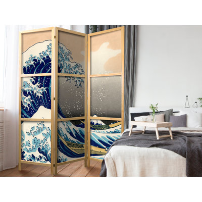 135cm W x 171cm H 3 - Panel Solid Wood Folding Room Divider