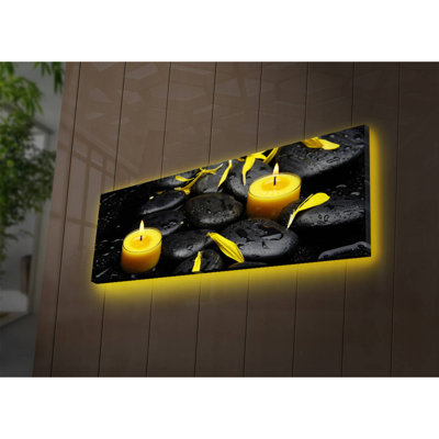 Superbe peinture sur toile lumineuse à DEL, 11,8 po x 35,4 po | Toile 100% suède avec cadre 100% bois (épaisseur: 1,2 po) | À piles (1 x 9 V, non incluse) | Parfait pour la décoration intérieure et l'ambiance