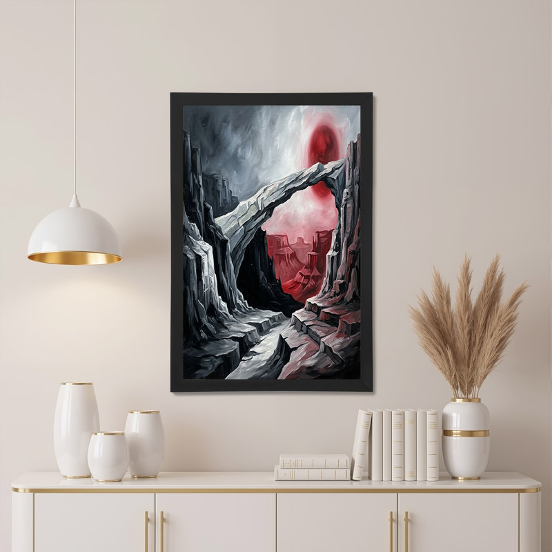 Toile grise grise encadrant le coucher de soleil rouge sur toile Canyon, H 12 po x l 18 po