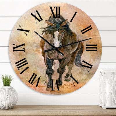 Portrait d'un beau cheval châtaignier II - Horloge murale de ferme