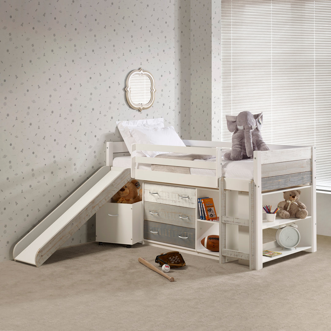 Fugate Twin 3 Drawer Solid Wood Platform Loft Bed with Bookcase by Isabelle & Max Isabelle & Max™