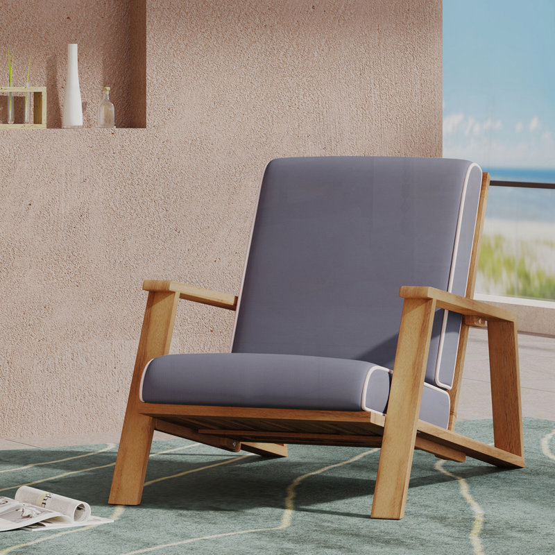 Outdoor Acacia Wood Armchair, Dark Gray
