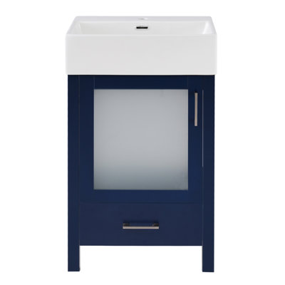 Meuble-lavabo compact avec lavabo en céramique et rangement abondant pour les petits espaces