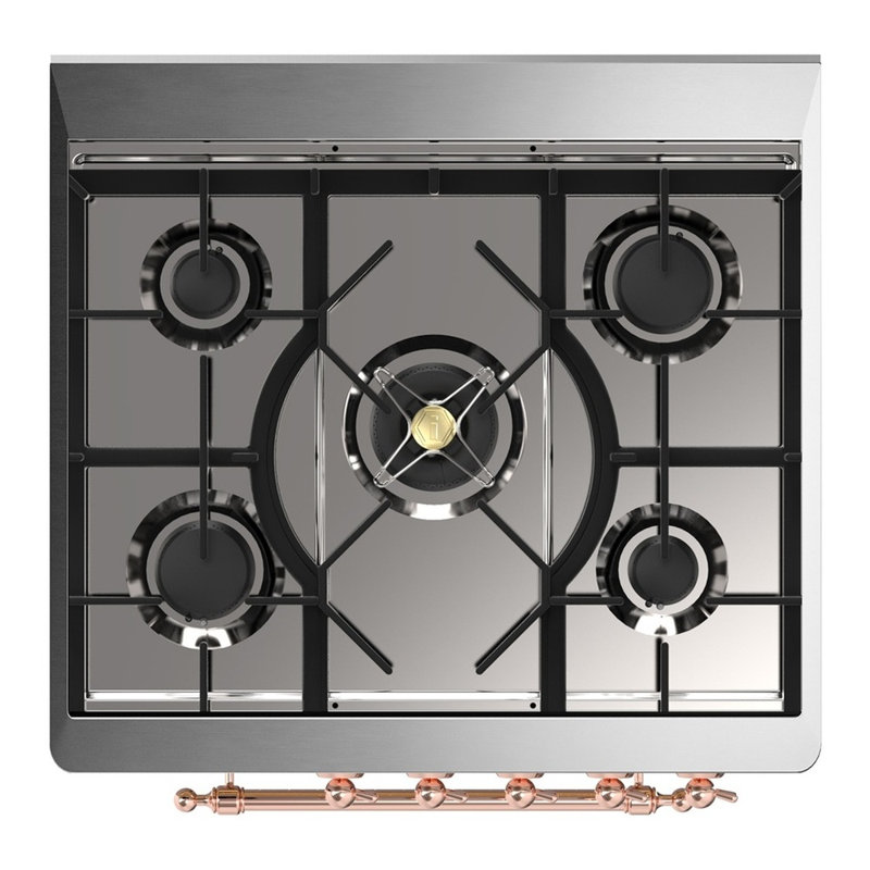 Majestic III Series 30 Inch Dual Fuel Range with 5 Sealed Burners in White (Liquid Propane, Burnished Trim), Antique White