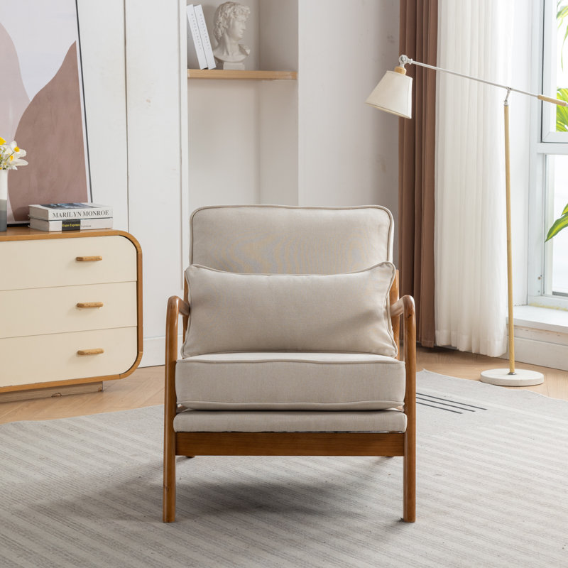 Homister Upholstered Armchair, Beige Linen