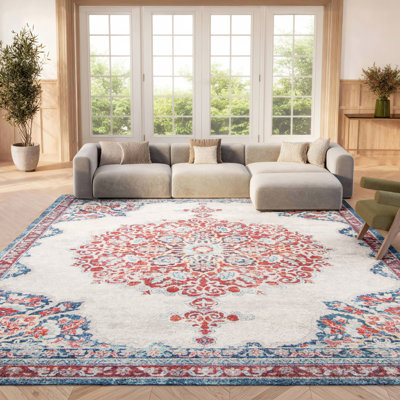 Barcus Oriental Red/Ivory Area Rug