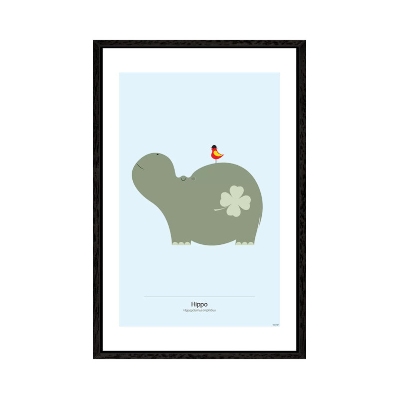 Hippo by TomasDesign - Gallery-Wrapped Canvas Giclée on Canvas, 101.6 cm H x 66.04 cm W, Black Framed