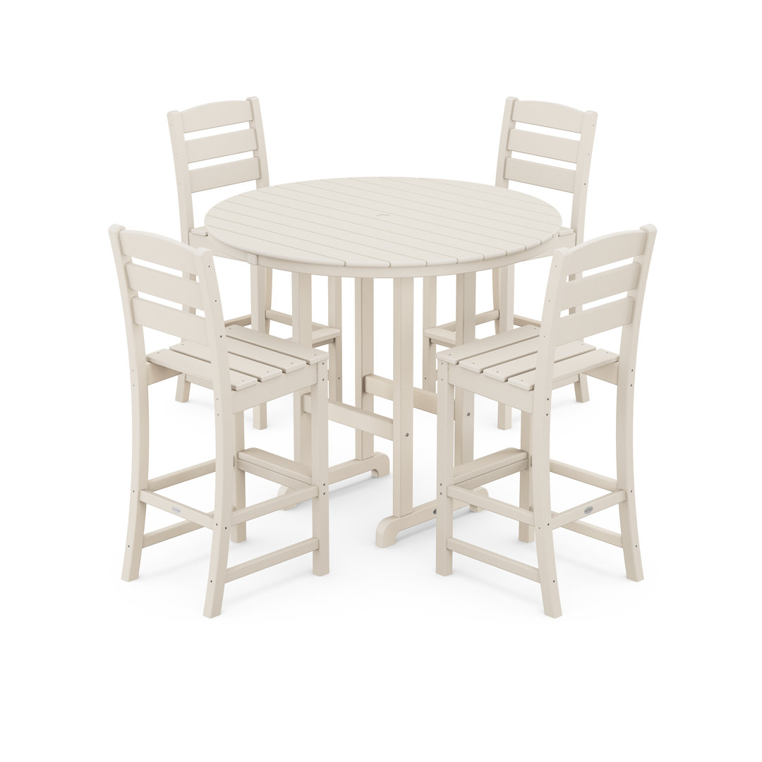 Lakeside 5-Piece Round Farmhouse Side Chair Bar Set (Set of 5) POLYWOOD® 