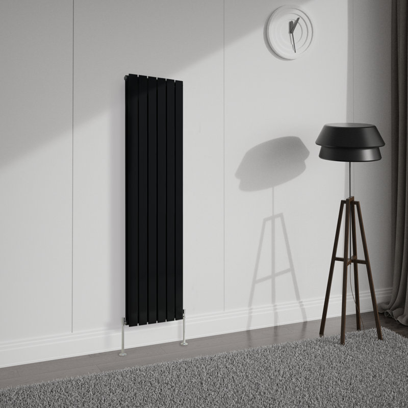 Shonna Vertical Double Flat Panel Radiator, Normal Black, 160cm H x 40.8cm W