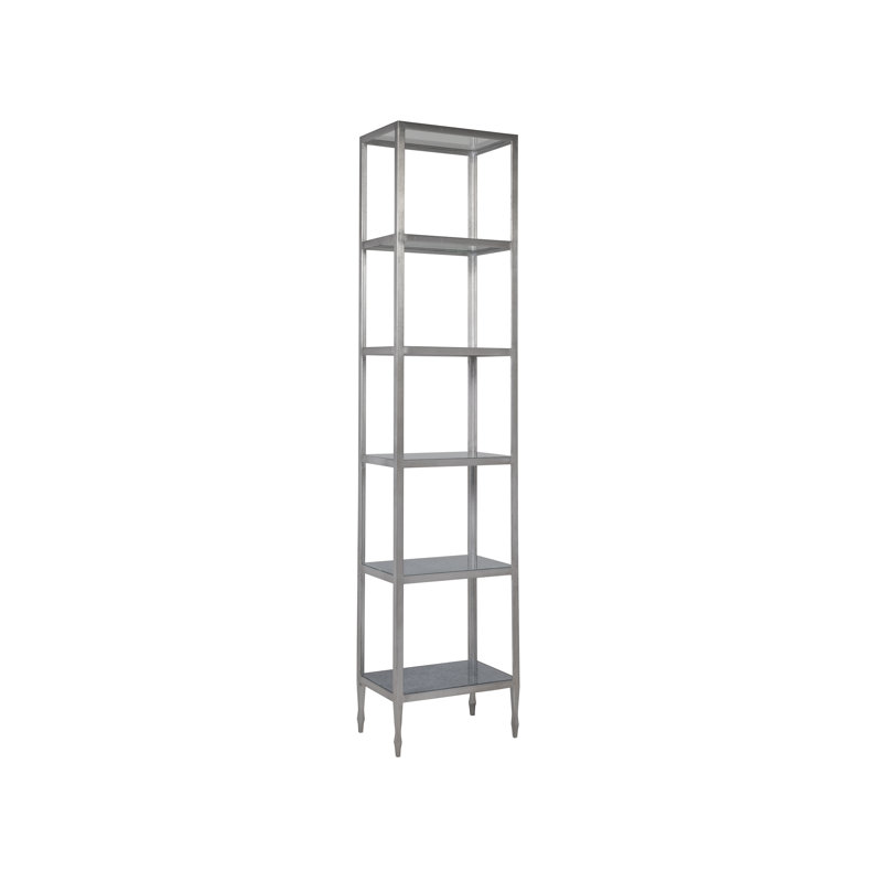18"W x 12"D x 80"H   5-Tier Signature Designs Sashay Silver Slim Etagere