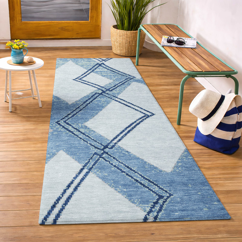Machine Washable Indoor/Outdoor Chantille ACN2909 Geometric Rug, 2'3" x 7'6" Runner, Sky