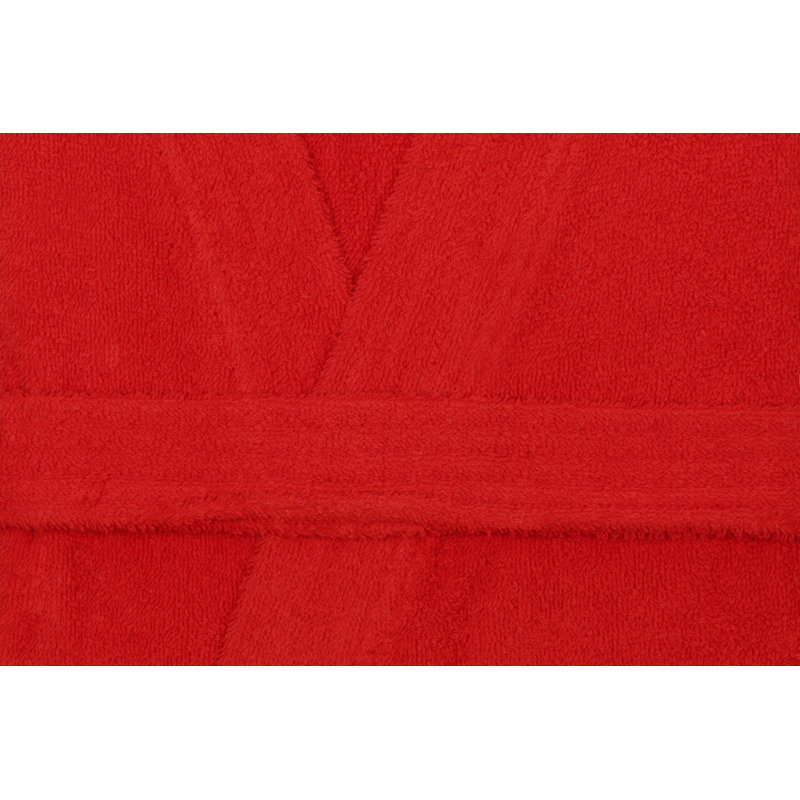 Peignoir 100% coton mi-mollet garçon avec poches, Rouge