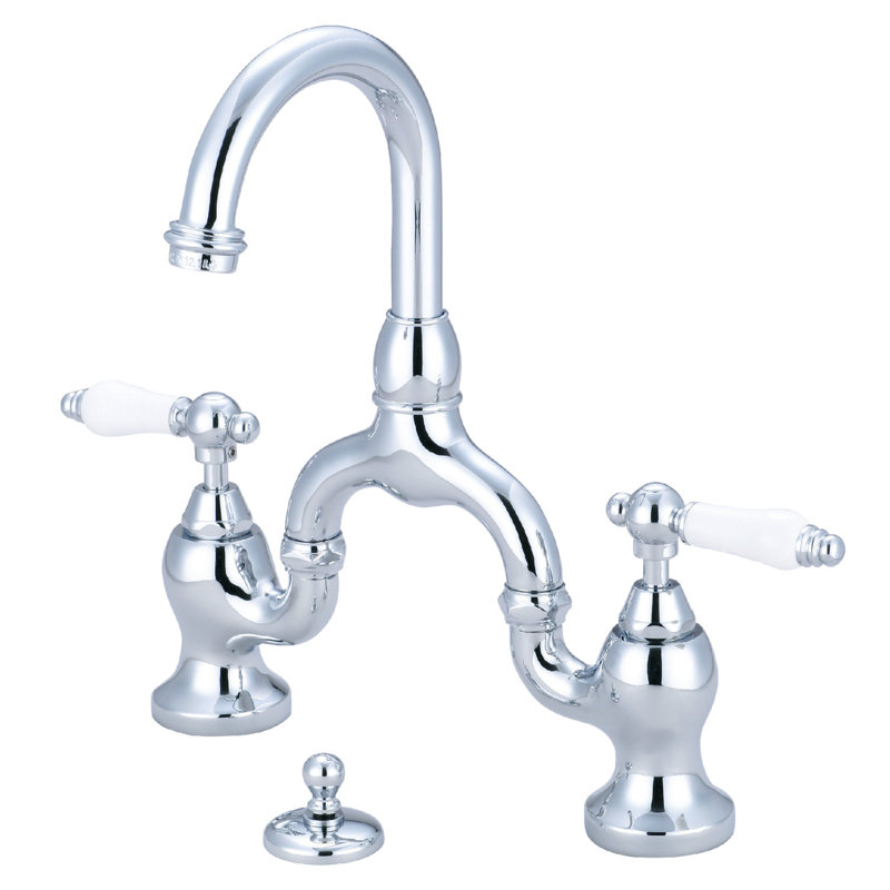 Widespread Bathroom Faucet with Drain Assembly, Polished Chrome, Lever