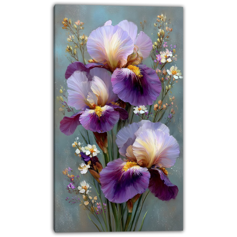Lilas murmure - Iris, art mural sur toile florale, H 36 po x l 20 po