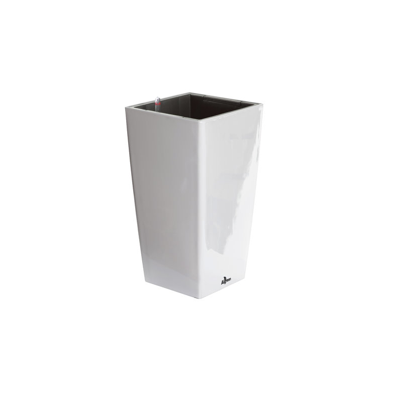 Modena Self-Watering Plastic Pot Planter, High Gloss White, 21.5" H x 11" W x 11" D