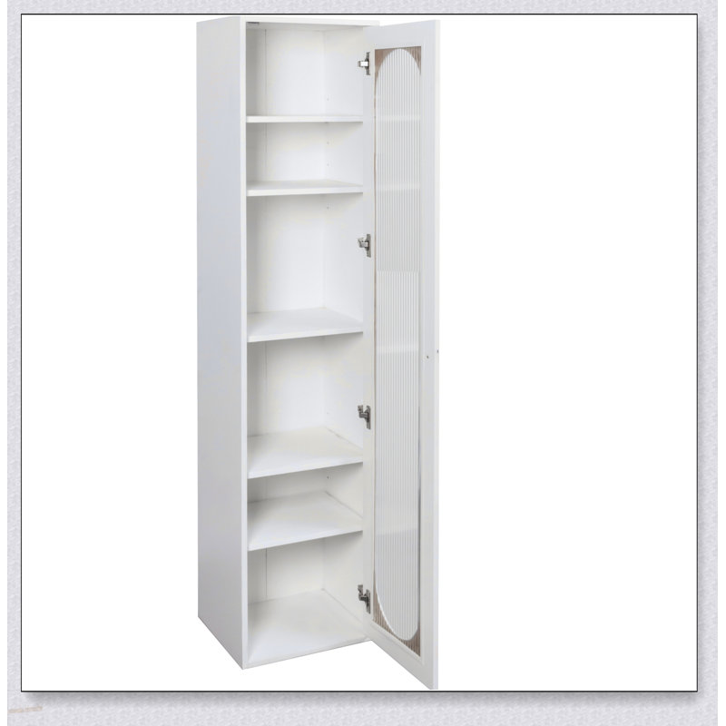 Grande armoire et bibliothèque avec 6 tablettes et 1 porte vitrée, parfaites pour un rangement élégant dans n'importe quelle pièce
