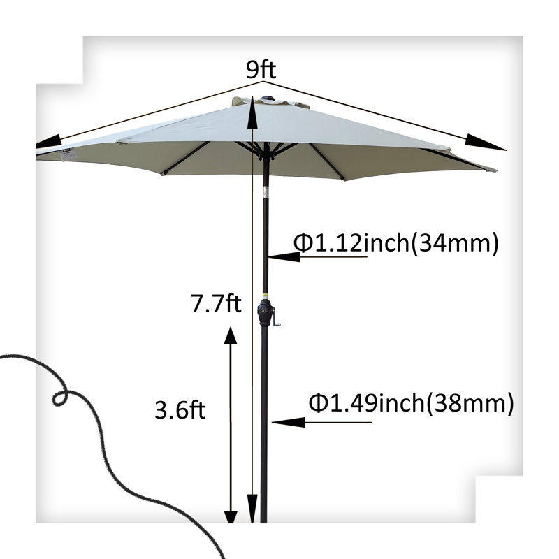 Parasol de marché avec manivelle 108 po Soava, Rosée givrée