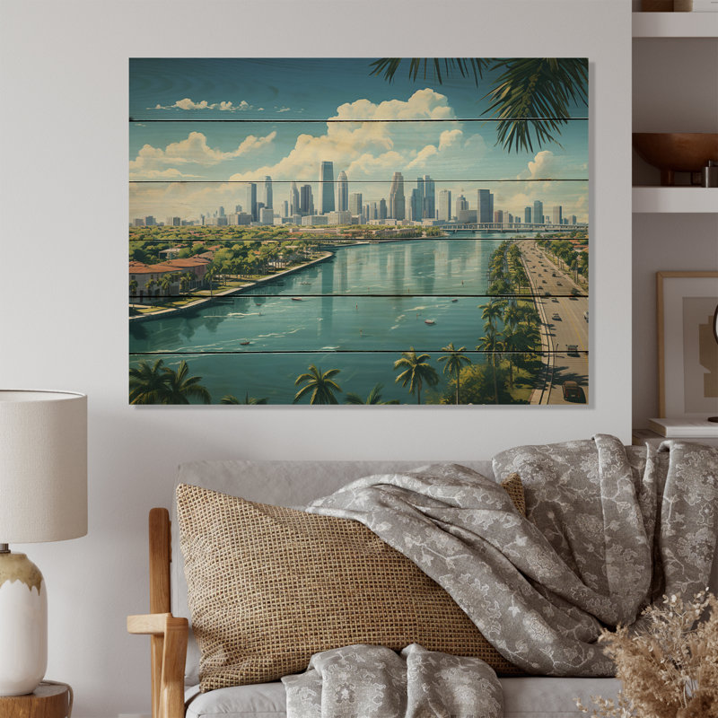 Miami Sunshines State III sur bois, H 24 po x l 32 po x P 0,78 po