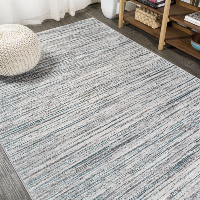Asahn Loom Modern Strie' Gray/Turquoise Rug