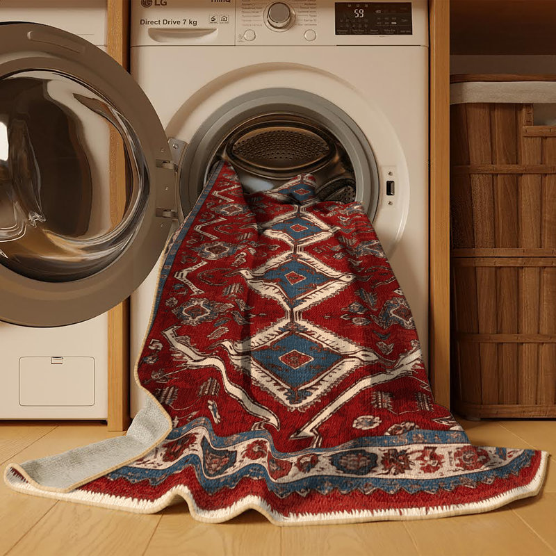 Tapis brun lavable à la machine, Rond 5 pi