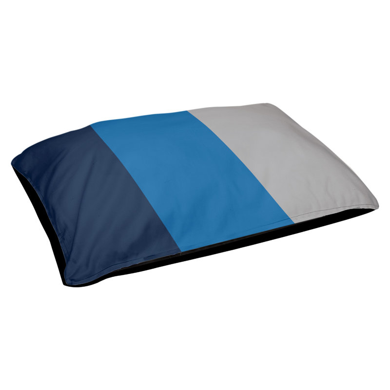 Coussin pour chien hockey Minnesota, Petit (l 28 po x P 18 po x H 9,5 po), Bleu nuit polaire / bleu aviateur / argent