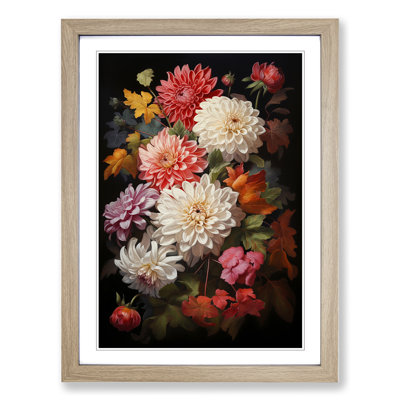Chrysanthemums Baroque - Single Picture Frame Print on Wood