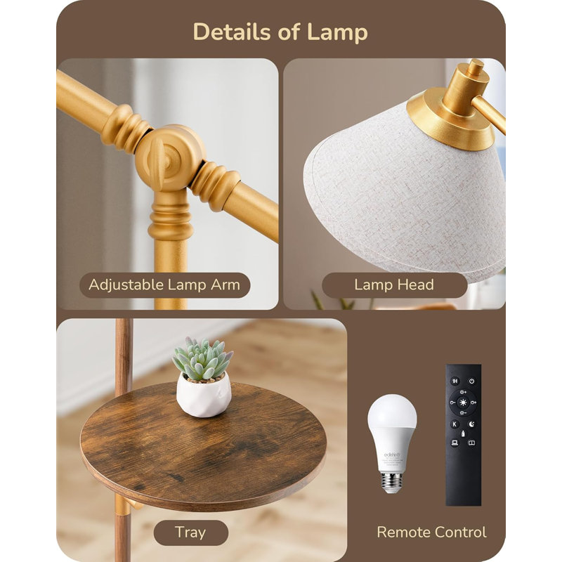 Lampe sur pied incurvée avec table