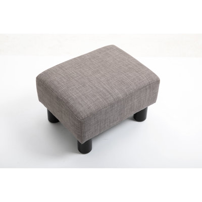 Foot Rest, Gray Linen Upholstery With Resilient Plastic Legs For Living Room Stool Cover And Comfort