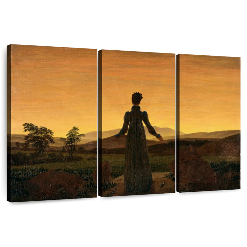 Femme Leisha devant le soleil couchant, H 36 po x l 57 po