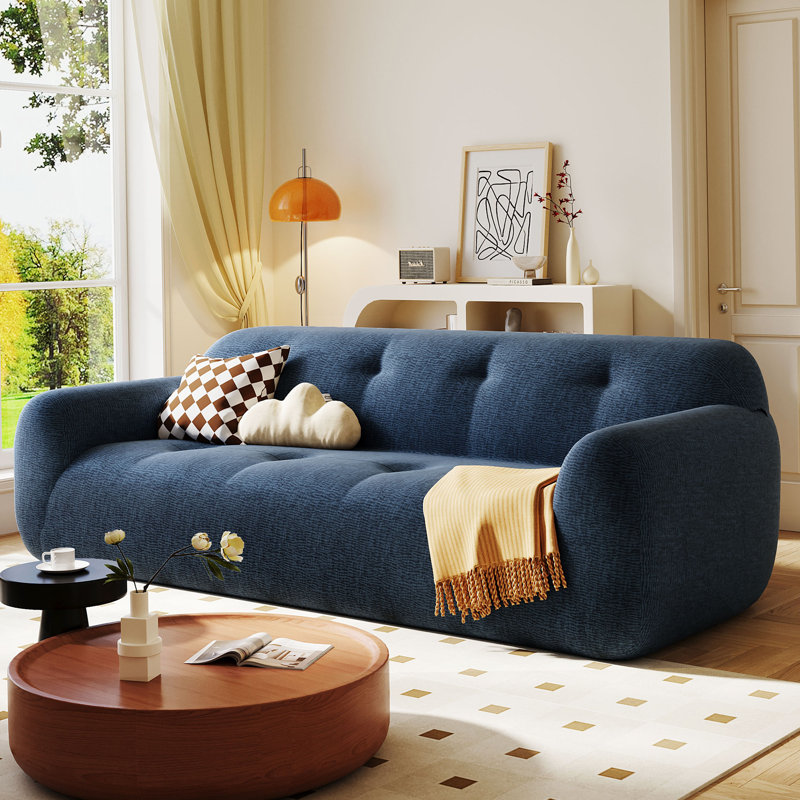 Canapé capitonné en chenille avec mousse pleine et ressorts ensachés 85,8 po Myrion, Marine