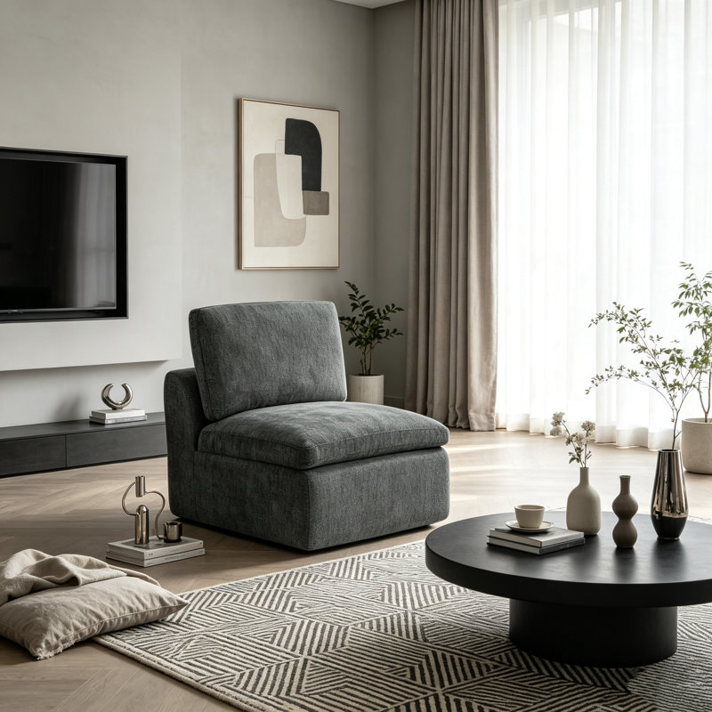 Fauteuil d'appoint en chenille à compression 33 po Moorebank, Dark Grey