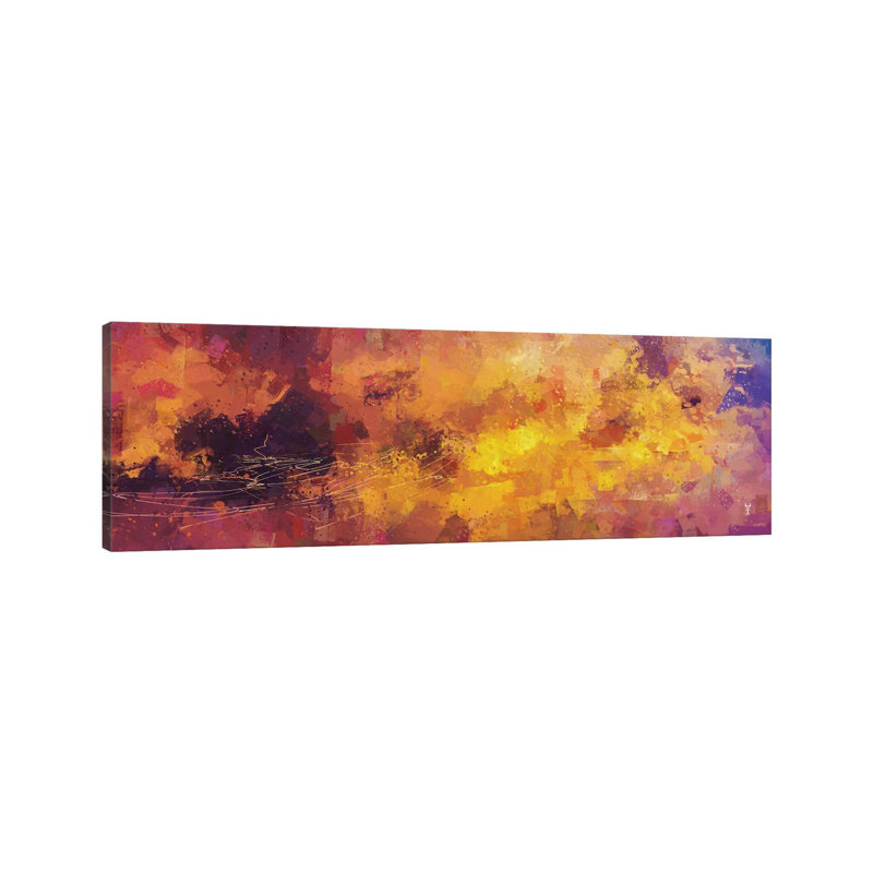 Red And Yellow Abstract by Van Credi - Wrapped Canvas Panoramic Painting, 30.48 cm H x 91.44 cm W x 1.91 cm D
