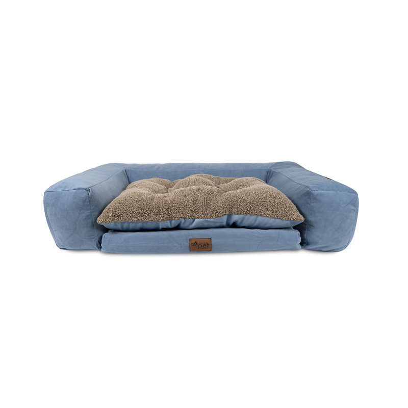 Large Rectangle Pet Couch, Brown, Bleu, Moyen (l 56 po x P 37 po x H 11 po)