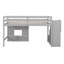 Lit mezzanine simple gris avec escalier de rangement et fenêtre - Structure en bois robuste pour chambre à coucher-1422529209