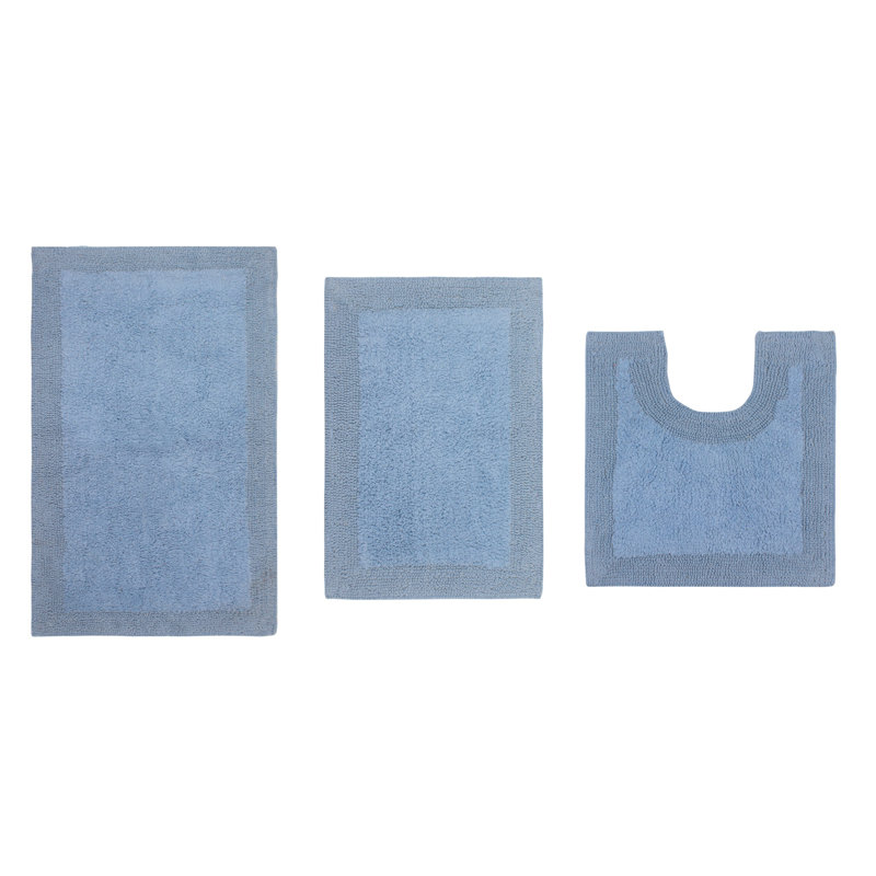 Tapis de bain réversible 100% coton, 3 pièces avec contour, Home Hot Weavers Luxury, Bleu
