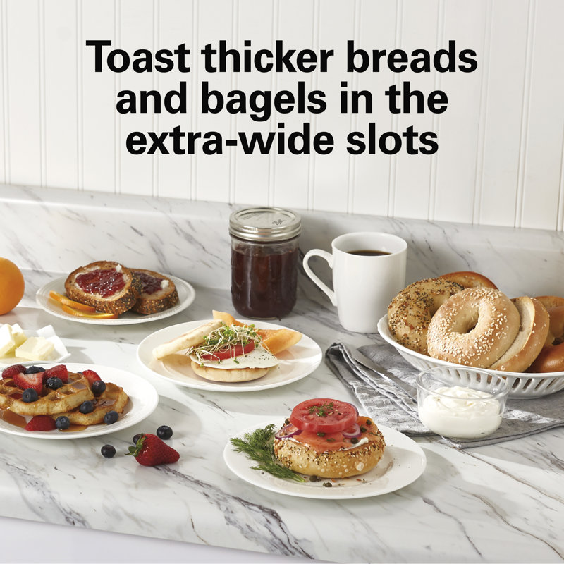 Red Stainless Steel 2-Slice Toaster with Wide Slots